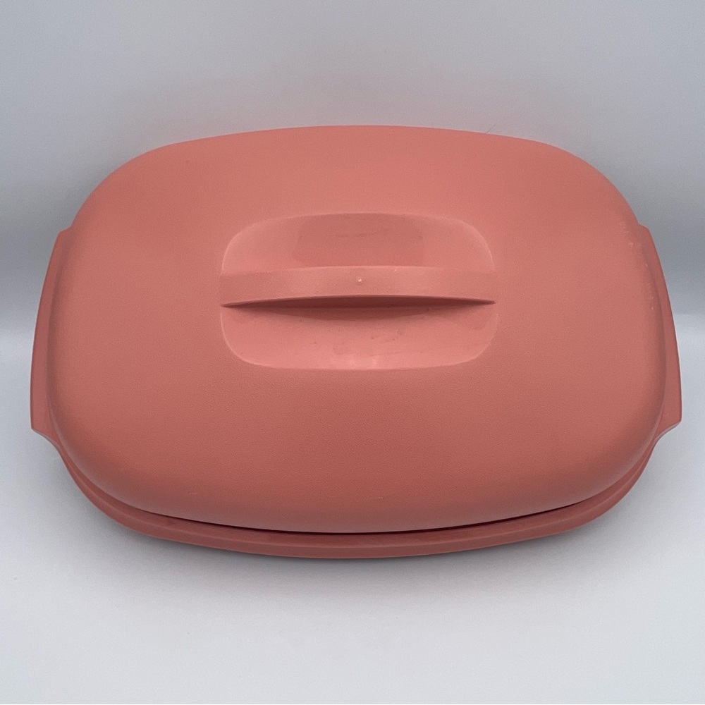 Vtg Tupperware 3pc Dusty Rose 6c Microwave Steamer Oval Serving Bowl 1273, 4, 5